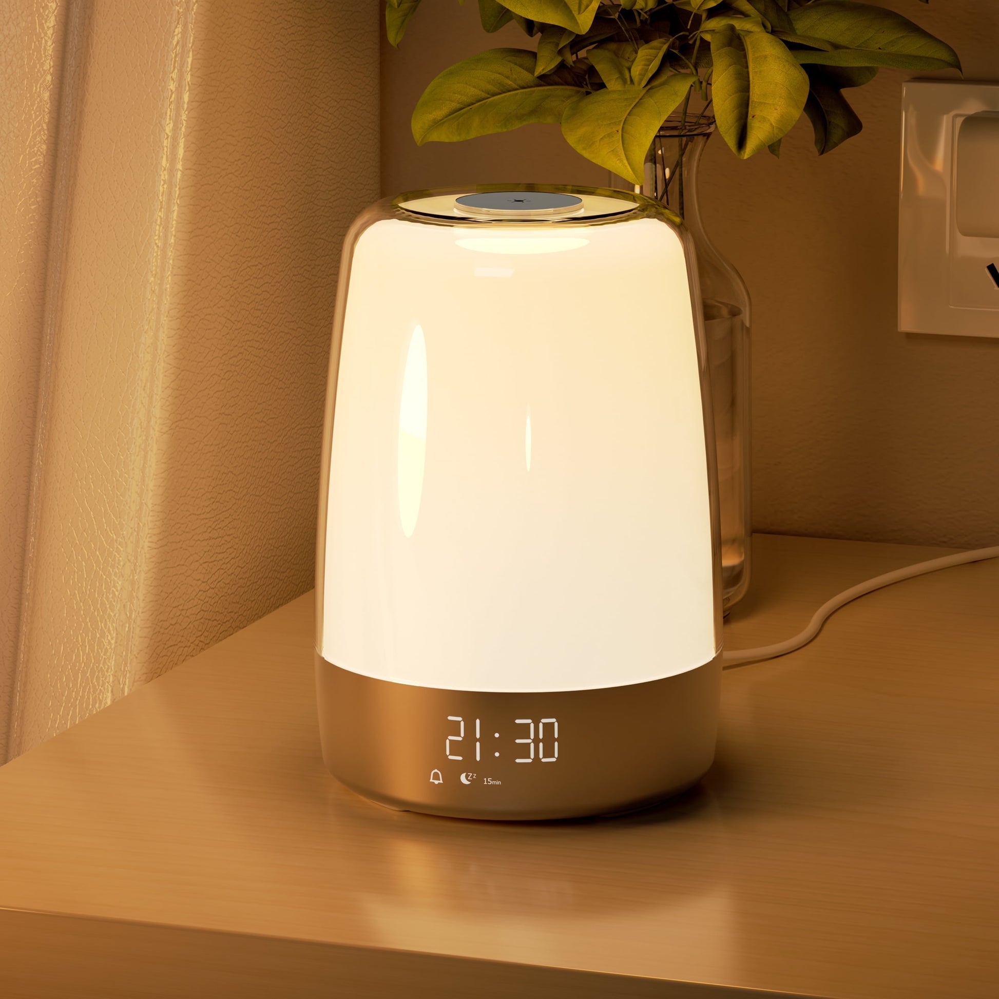 Sunrise Alarm Clock with Dimmable RGB Light, Modern Digital Bedside Lamp for Heavy Sleepers